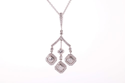 Lot 160 - A diamond pendant in a chandelier design with...