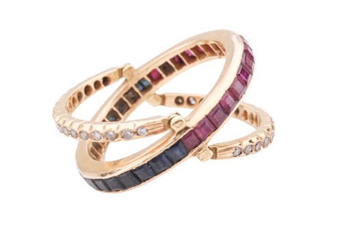 Lot 87 - A 'Day and Night' flip-over eternity ring,...