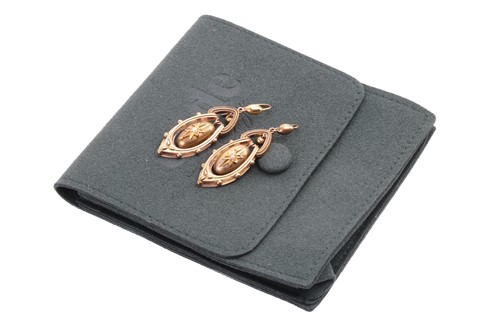 Lot 3 - A pair of Victorian drop earrings, each...