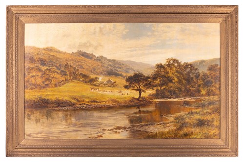 Lot 16 - R. Gallon (1845 - 1925), Landscape with a...