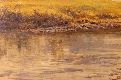 Lot 16 - R. Gallon (1845 - 1925), Landscape with a...