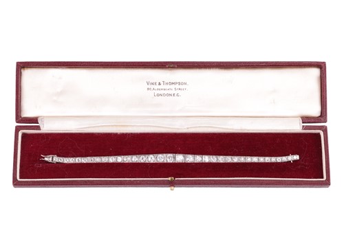Lot 200 - An Art Deco diamond line bracelet circa 1920s,...