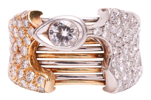 Lot 32 - A diamond dress ring in an abstract design,...