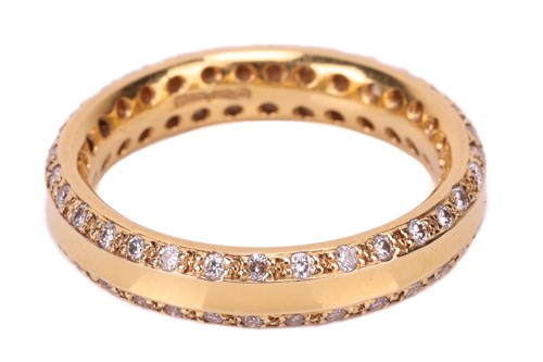 Lot 54 - A diamond-set band, the 4mm yellow gold band...