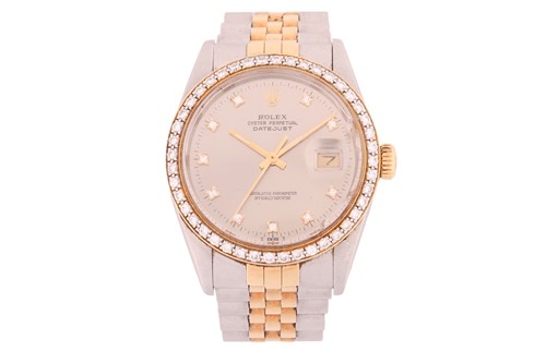 Lot 152 - A Rolex Datejust grey dial 36mm bi-metal watch,...