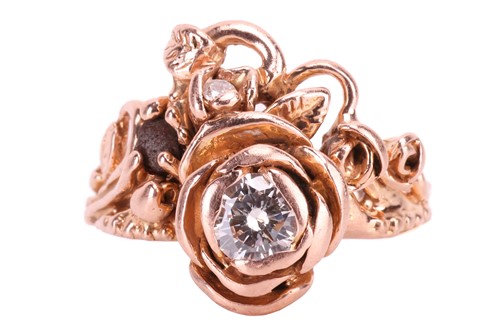 Lot 11 - A diamond ring designed as a spray of roses,...