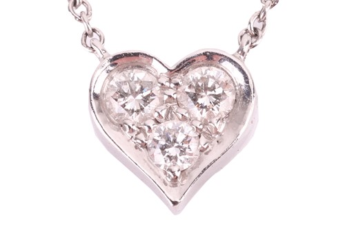 Lot 92 - Tiffany & Co. - a diamond-set heart necklace,...