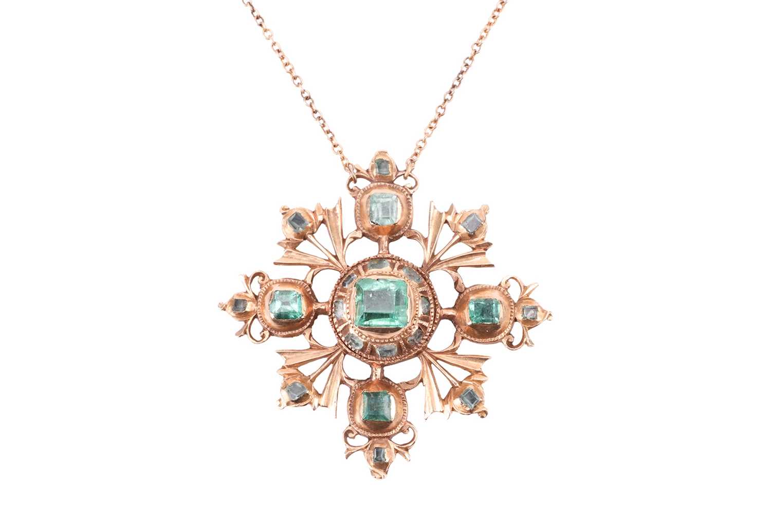 Lot 120 - An 18th century Iberian emerald pendant,...