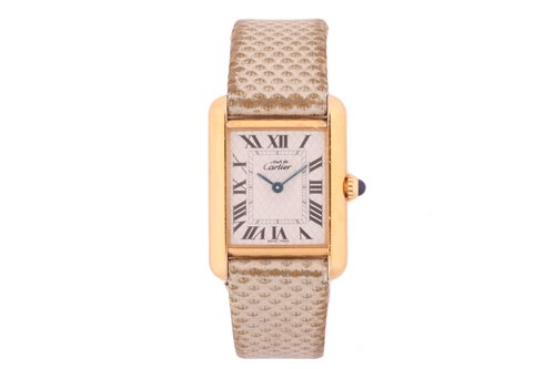 Lot 176 - A Must De Cartier Tank Vermeil Lady's Watch...
