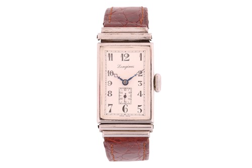 Lot 157 - A 1937 Longines rectangle mechanical dress...
