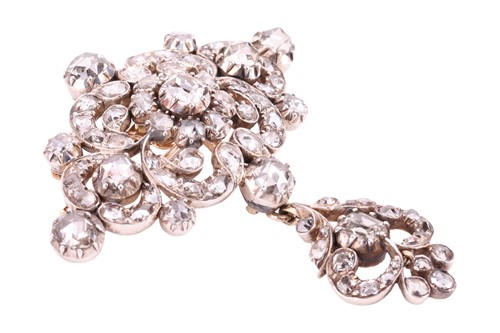 Lot 134 - A Victorian rose cut diamond brooch, in a...