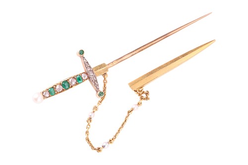 Lot 89 - A 19th century French emerald, diamond and...