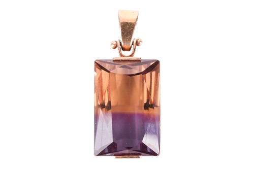 Lot 65 - An ametrine pendant, featuring a faceted...