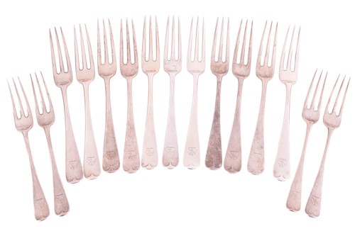 Lot 217 - A collection of silver flatware comprising a...