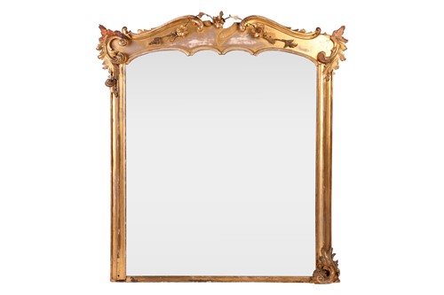 Lot 124 - A 19th century giltwood overmantel mirror, the...