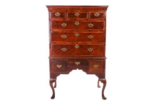 Lot 114 - A George II walnut chest on stand, with...