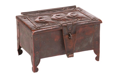 Lot 31 - An Arts and Crafts Newlyn copper table box by...