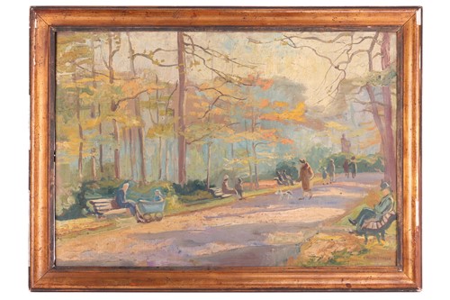 Lot 15 - Erwin Singer (20th century), A Park Promenade,...