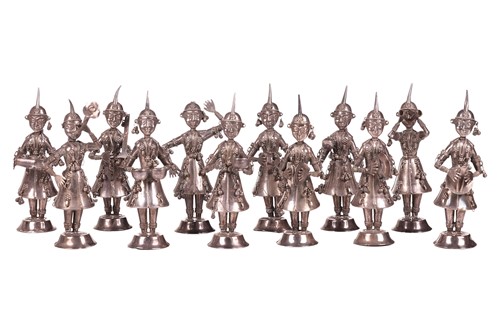 Lot 88 - A set of twelve Nepalese silver alloy figures...