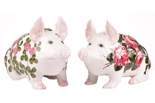 Lot 68 - A large Weymms Ware pig, with cabbage rose...