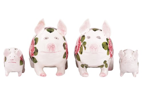 Lot 73 - A pair of Wemyss pigs, with cabbage rose...