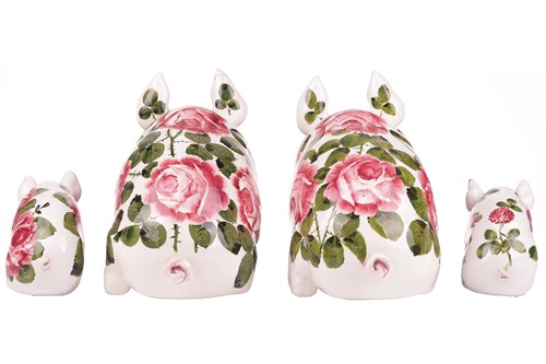 Lot 73 - A pair of Wemyss pigs, with cabbage rose...