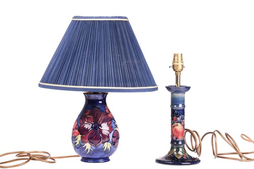 Lot 62 - A Moorcroft table lamp, in the Anenome pattern,...
