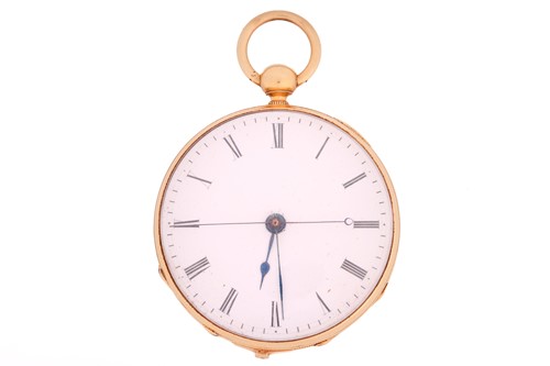 Lot 237 - An 18ct yellow gold open-face pocket watch,...
