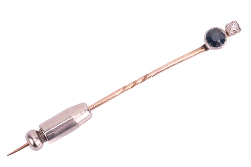 Lot 5 - An Art Deco sapphire and diamond stick pin,...