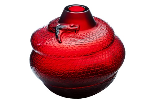 Lot 102 - A Lalique 'Serpent' large cylindrical vase,...