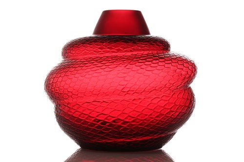 Lot 102 - A Lalique 'Serpent' large cylindrical vase,...