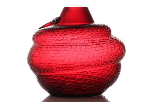 Lot 102 - A Lalique 'Serpent' large cylindrical vase,...