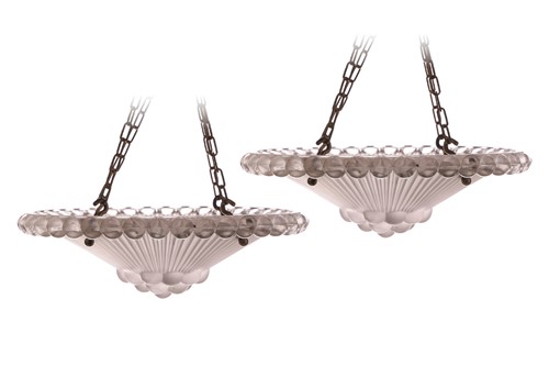 Lot 103 - A pair of René Lalique 'Perles' frosted and...