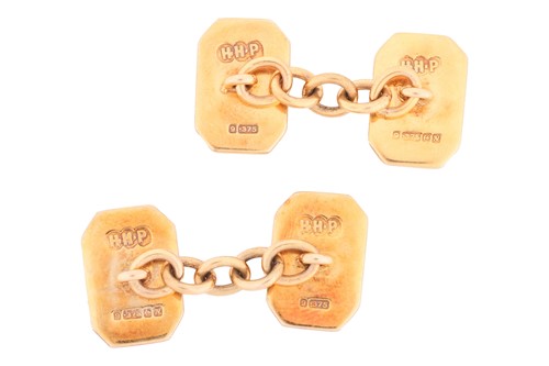 Lot 55 - HM Queen Elizabeth II - a pair of 9ct gold and...