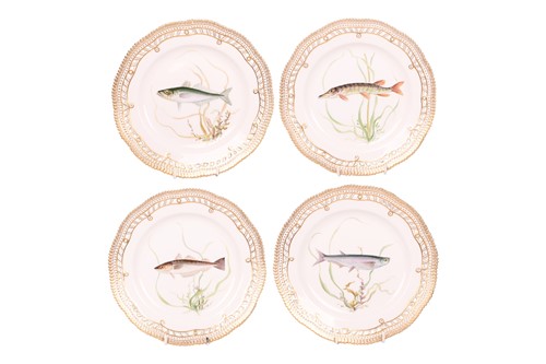 Lot 153 - A set of four Royal Copenhagen cabinet plates,...