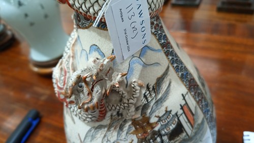 Lot 62 - A large pair of Japanese Satsuma pottery...