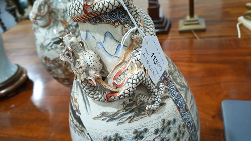 Lot 62 - A large pair of Japanese Satsuma pottery...