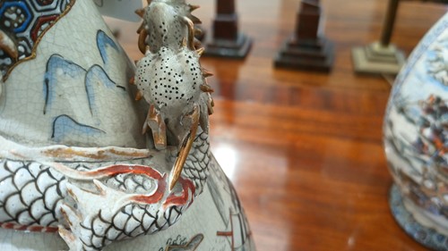 Lot 62 - A large pair of Japanese Satsuma pottery...