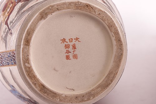 Lot 62 - A large pair of Japanese Satsuma pottery...