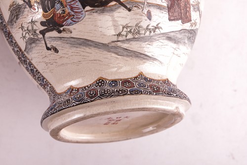 Lot 62 - A large pair of Japanese Satsuma pottery...