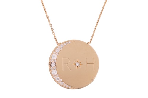 Lot 28 - A diamond-set disc necklace by Logan Hollowell,...