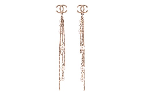 Lot 177 - Chanel - a pair of tassel earrings, circa 2019,...