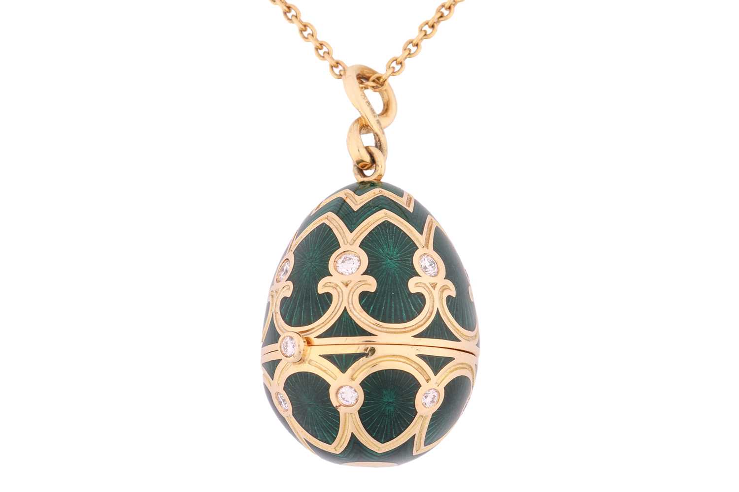 Lot 136 - Fabergé - a Palais Tsarskoye Selo green enamel...
