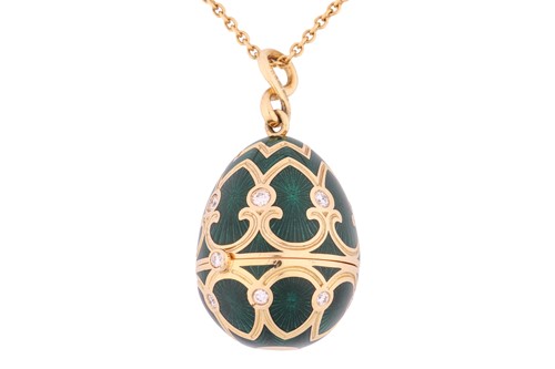 Lot 136 - Fabergé - a Palais Tsarskoye Selo green enamel...