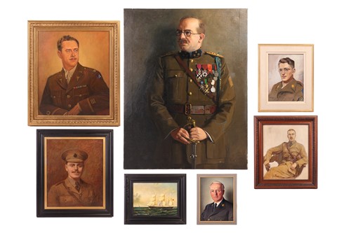 Lot 35 - A collection of military portraits painted by...