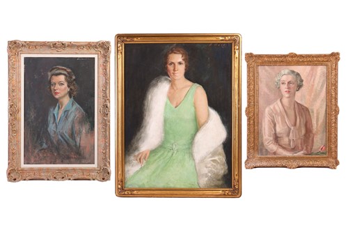 Lot 22 - Three female portraits by various artists, two...