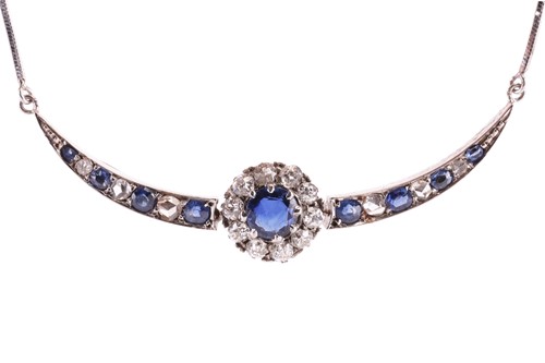 Lot 37 - A sapphire and diamond necklace, designed as a...