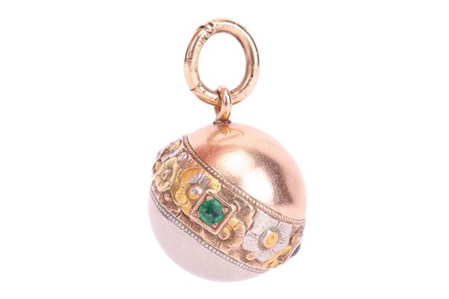 Lot 7 - A diamond, ruby, sapphire and emerald orb...