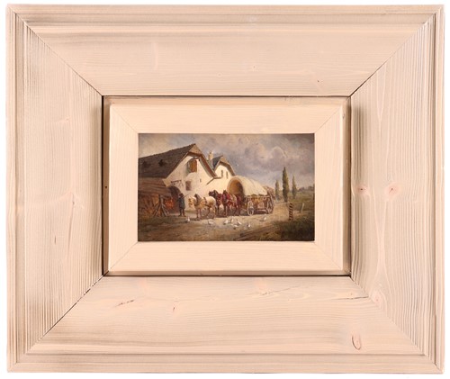 Lot 87 - European School (19th Century), a wagon by a...