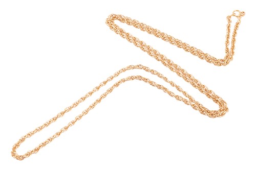 Lot 139 - A long loose rope link chain, terminates with...